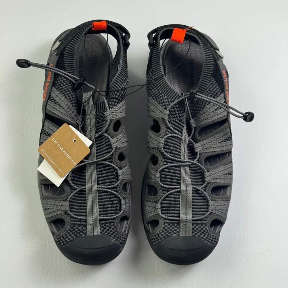 Eddie Bauer Cedar Mens Grey Orange Hiking Sandals Water Shoes Size 13 NEW
